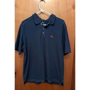Tommy Bahama Men's Navy Blue Casual SS Buttoned Collar Polo Shirt Size Medium